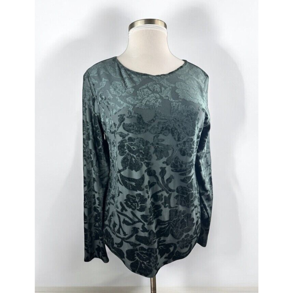 Sundance Bella Grace Floral Velvet Burnout Top Black Long Sleeve Women's Size XL - Picture 2 of 16